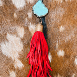 Turq Agate + Tassel on Chain Necklace