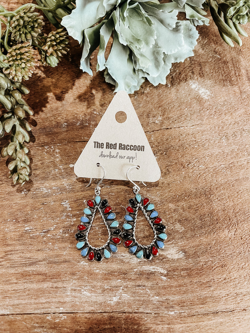 Multi Stone Teardrop SS Earring