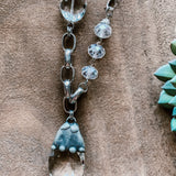 Metal Necklace with Crystal Chain Accent & Agate Stone