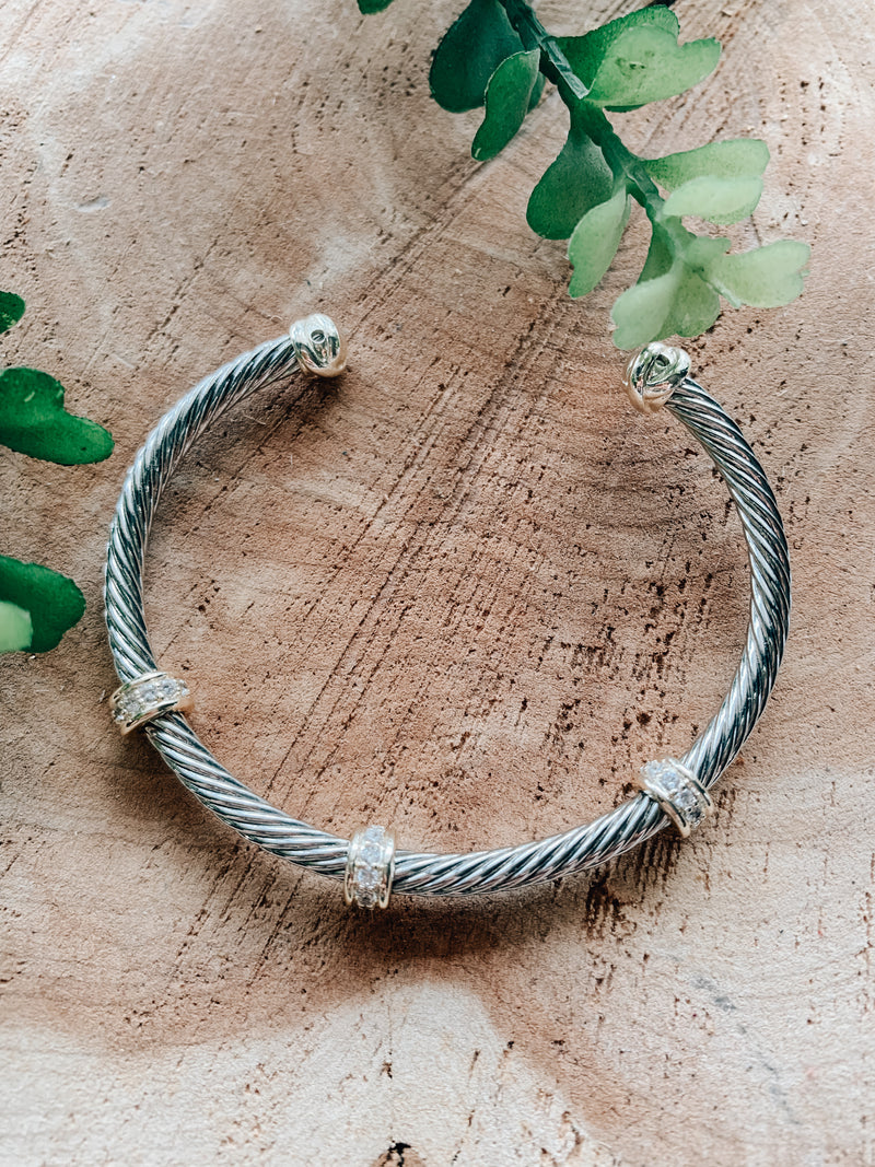 Spiral Cable Triple Cylinder Ball Cuff