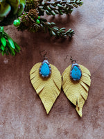 With The Wind Leather Stone Earring