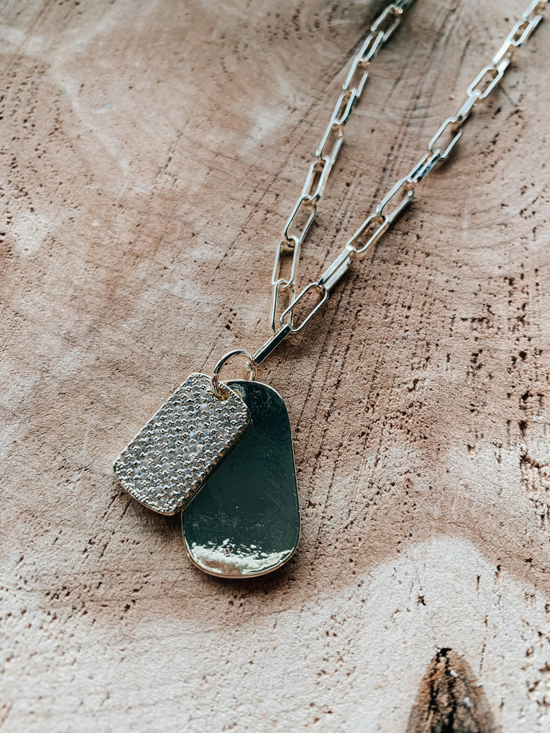Gold Mini Paperclip Tag Collection Necklace