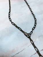Diamond Lariat Chain Necklace - Black