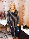 Striped V Neck L/S Top