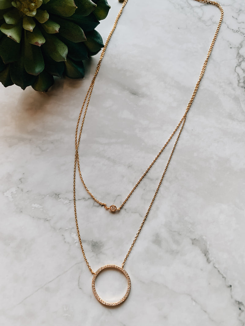 14K Gold Dipped Double Circle Necklace