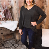 V Neck High Low L/S Top