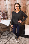 V Neck High Low L/S Top
