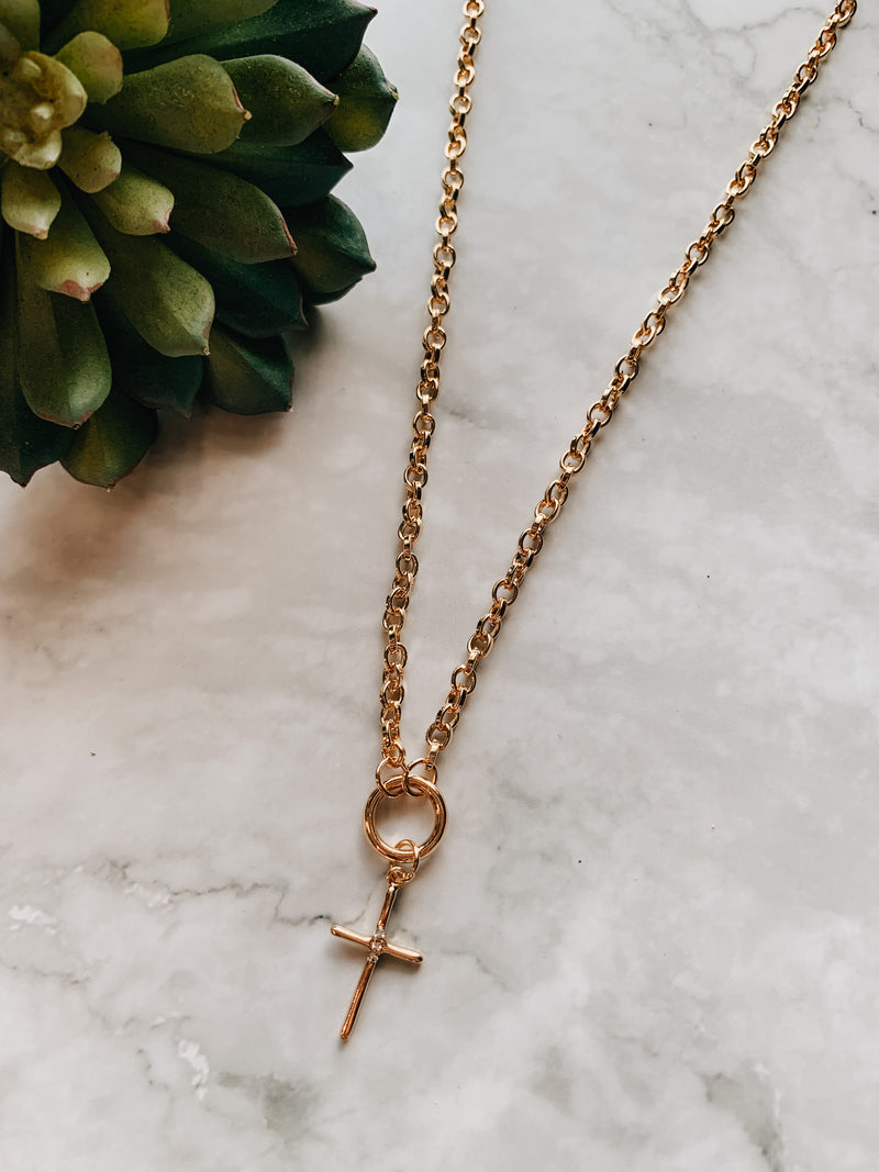 Cross Pendant on Open Circle