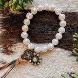 Faux Pearl Bracelet with Swarovski Charm