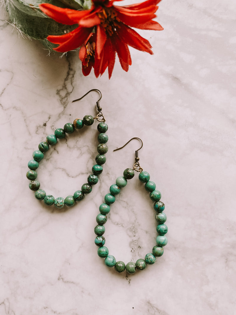 Turq Ball Teardrop Earrings