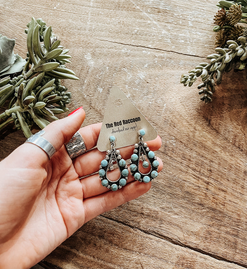 Genuine Turquoise Teardrop Post Earring