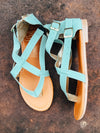 Back Zipper Strappy Light Teal Sandal