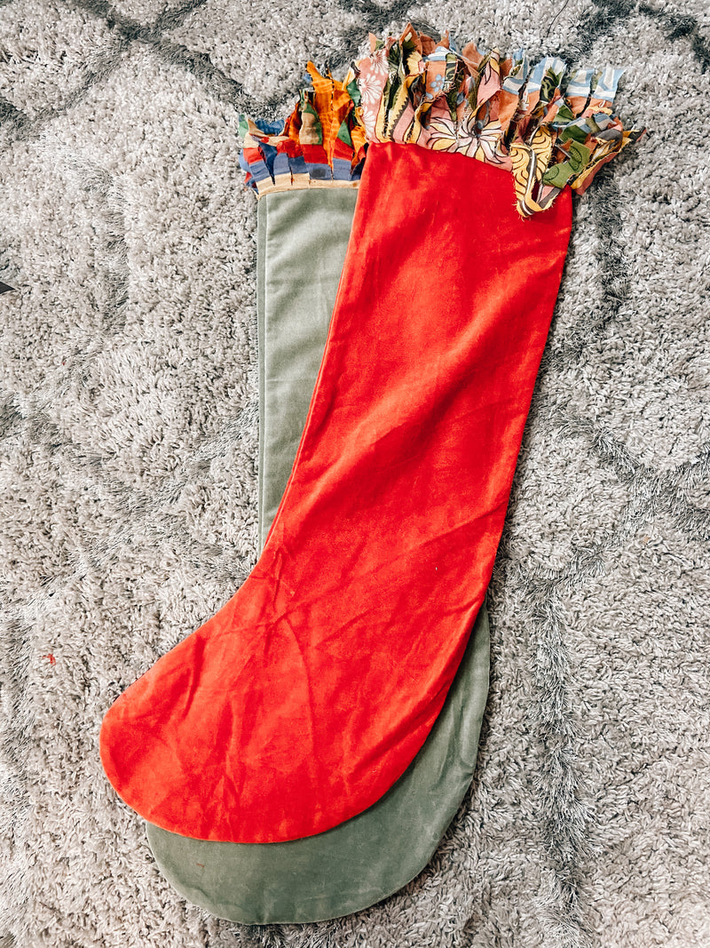 Velvet Stocking w/ Fringe