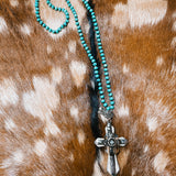 Teal Dimensional Cross Necklace