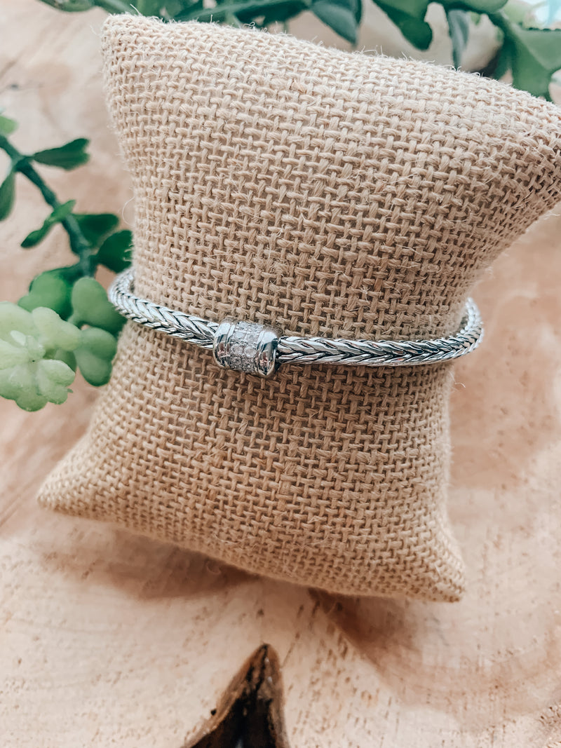 Silver Single Cylinder Bracelet