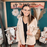 Beige Shearling Button Front Jacket