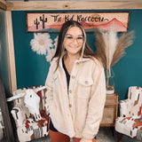 Beige Shearling Button Front Jacket