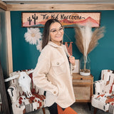 Beige Shearling Button Front Jacket