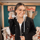 Washed Black Relaxed Vintage Jacket with Hoodie