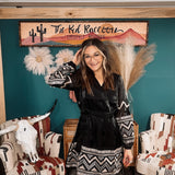 Black + Beige Embroidered Dress