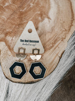 Wood Hexagon + Gold Geometric Earring