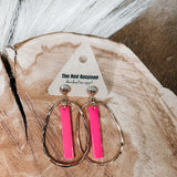 Gold Open Oval with Acrylic Stick Earring