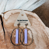 Gold Open Oval with Acrylic Stick Earring
