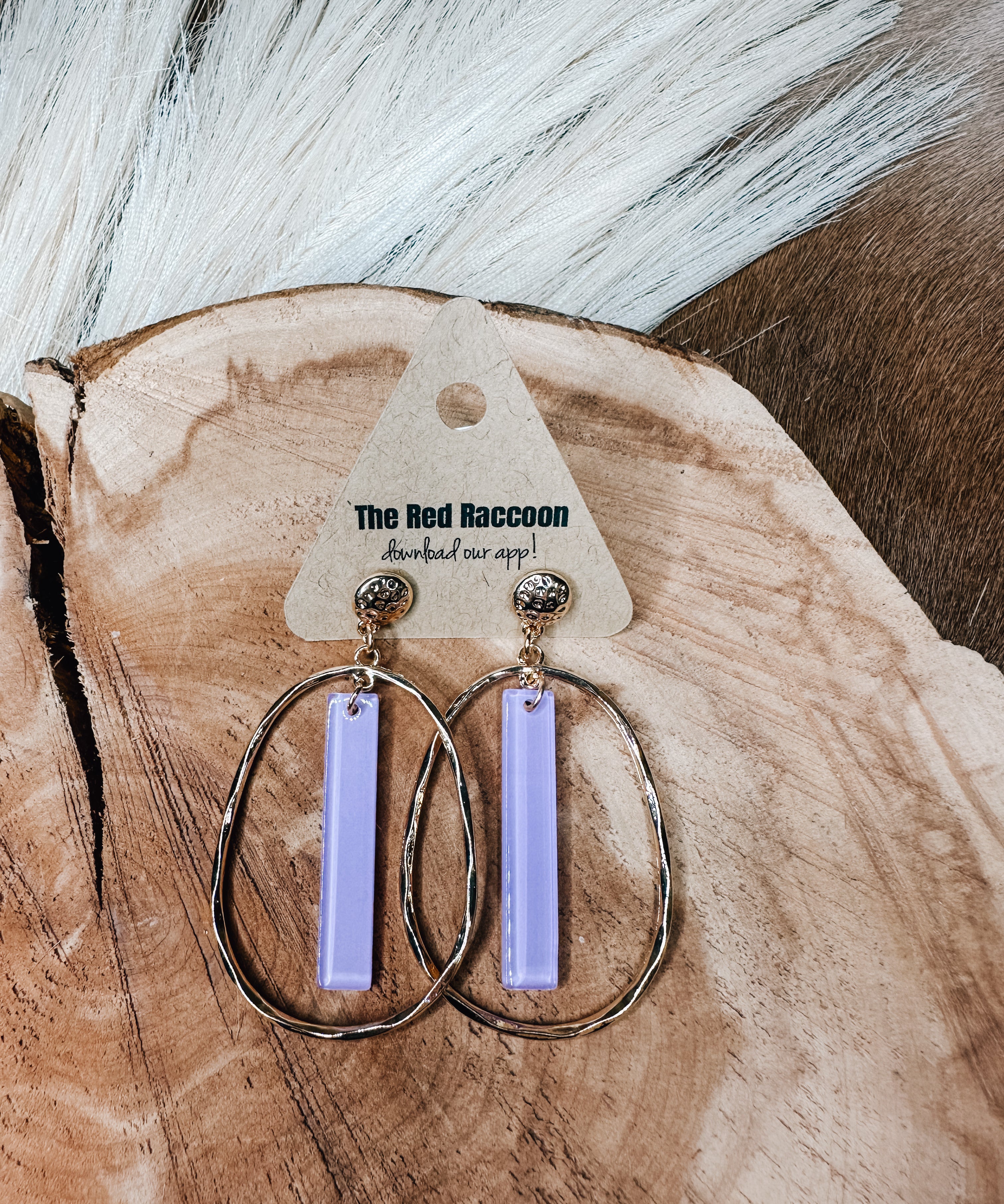 Gold Open Oval with Acrylic Stick Earring