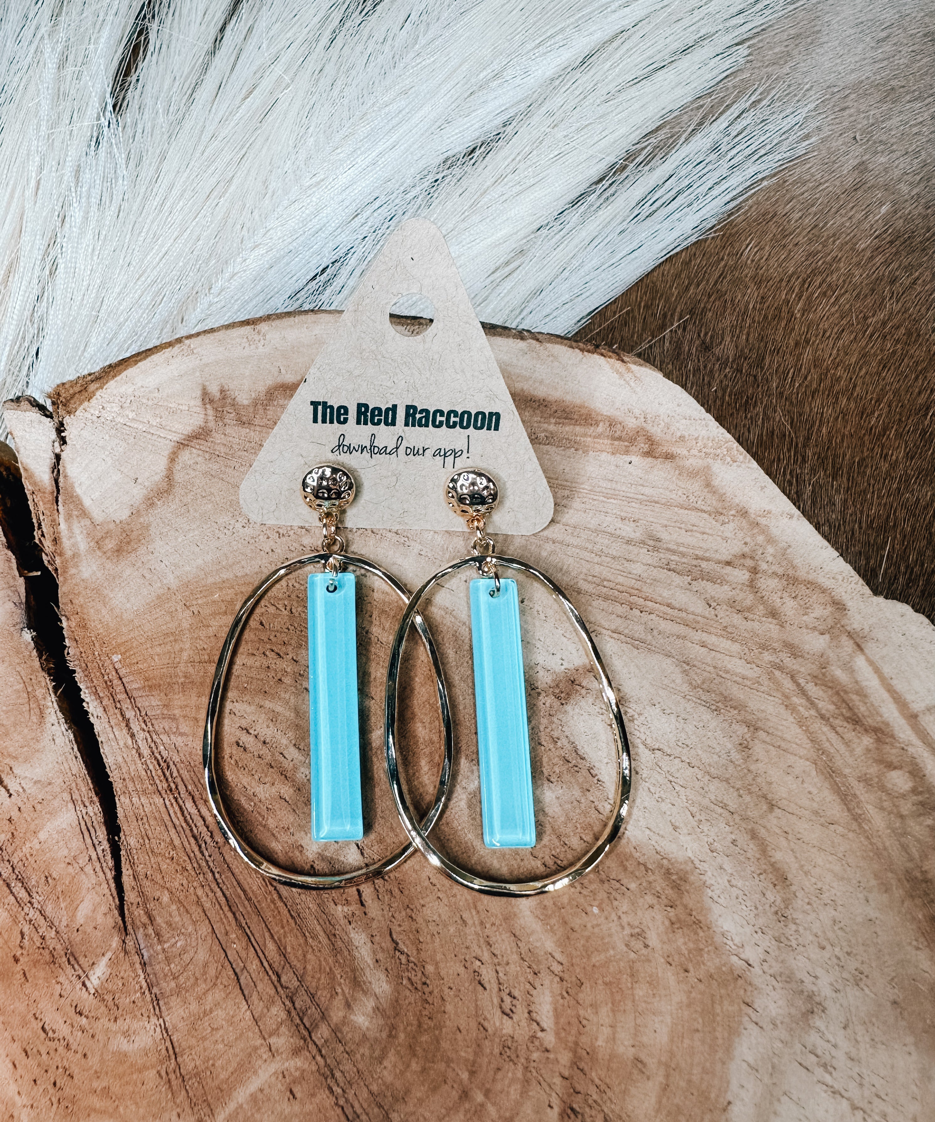 Gold Open Oval with Acrylic Stick Earring