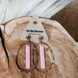 Gold Open Oval with Acrylic Stick Earring