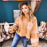Cocoa Caramel Mix It Up Tattered Hoodie