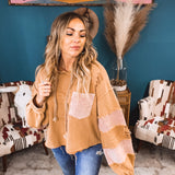 Cocoa Caramel Mix It Up Tattered Hoodie