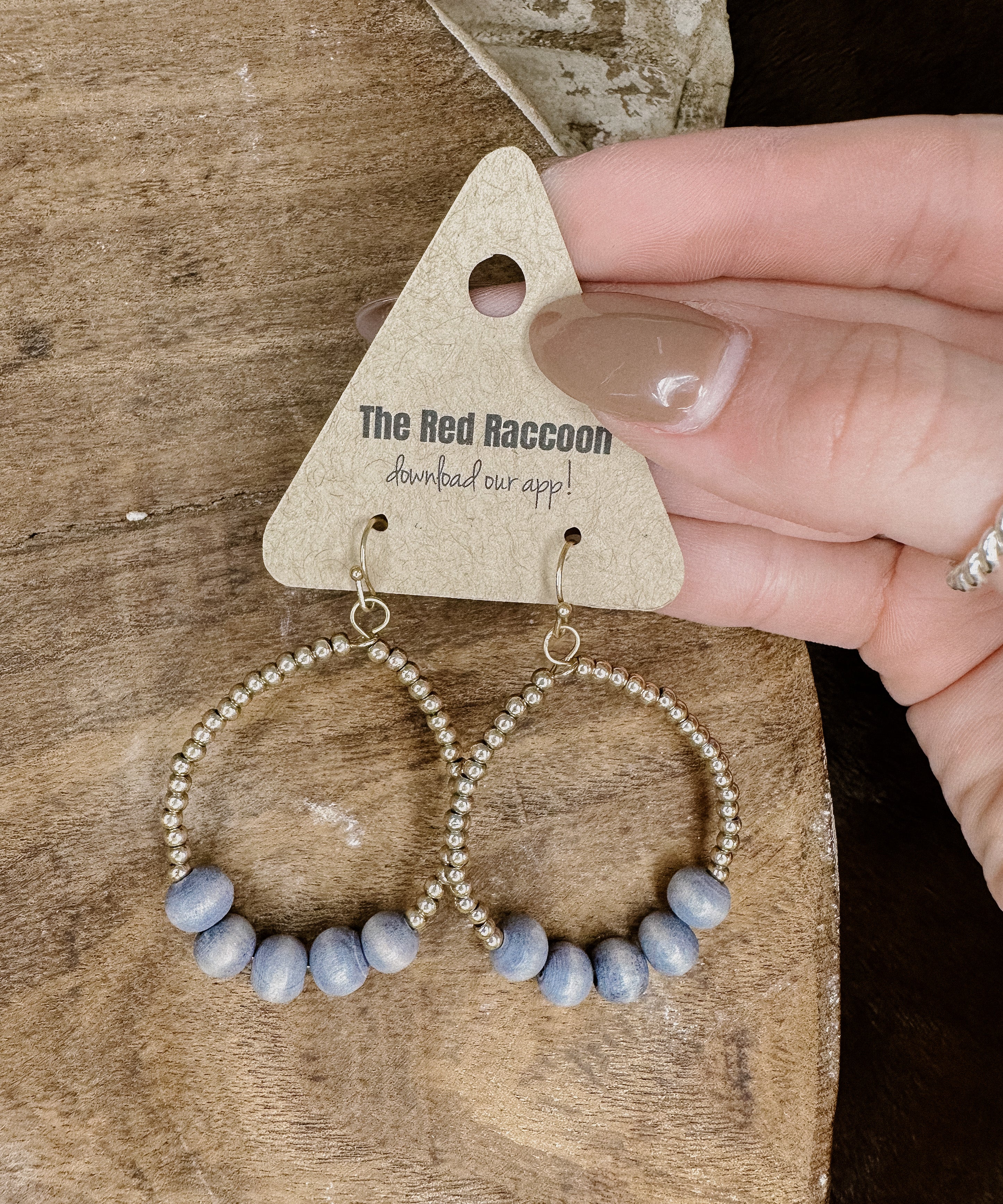 Gold + Wood Teardrop Earring