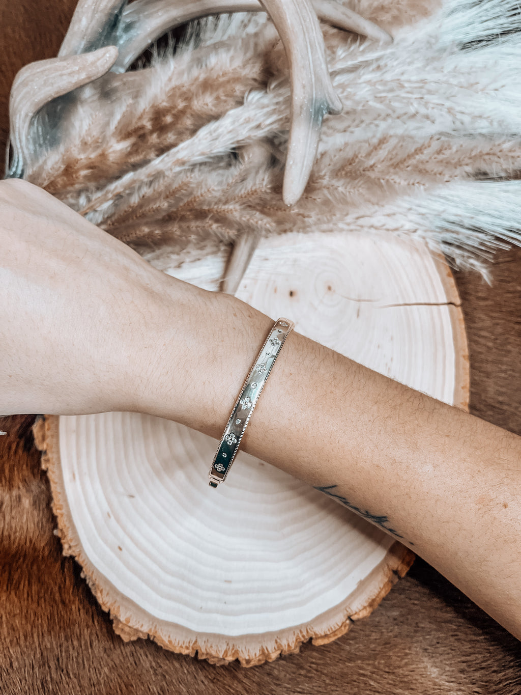 Gold Clover Bangle Bracelet