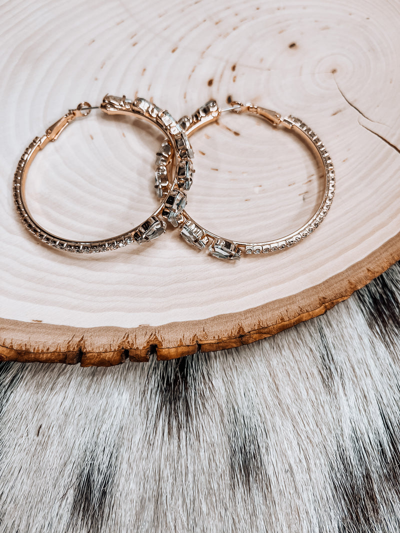Glam Gold Teardrop Rhinestone Hoop
