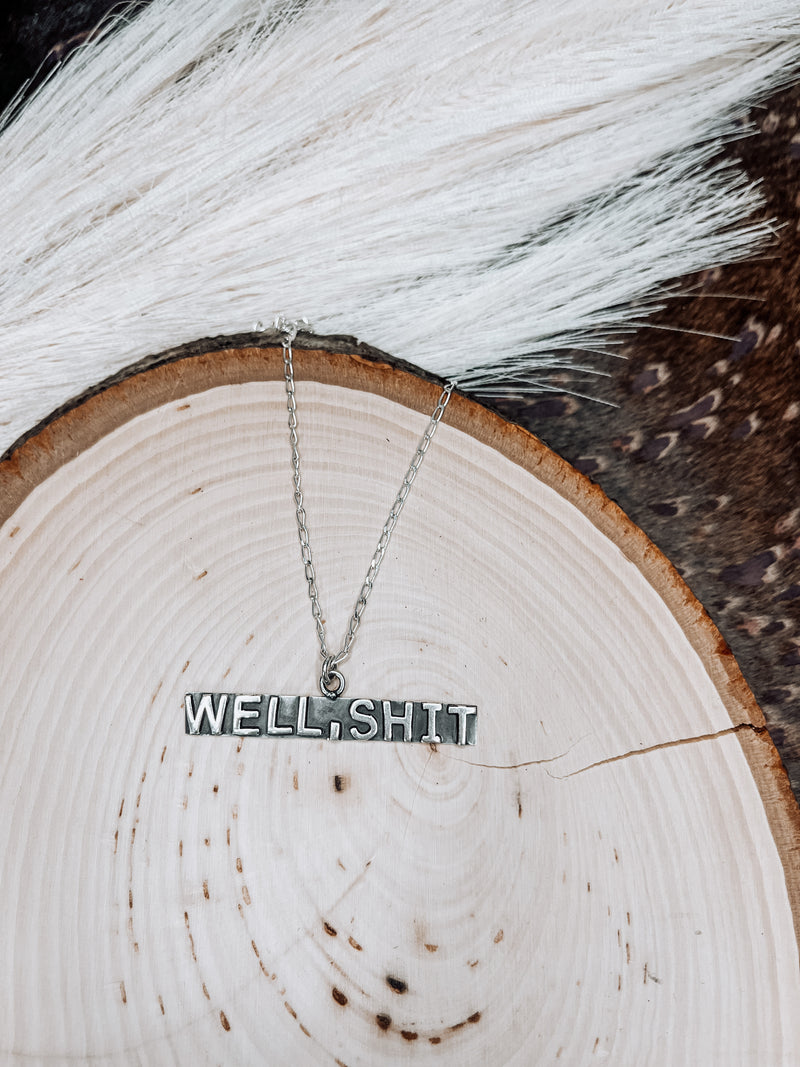 Well Sh*t Stamped SS Bar Necklace