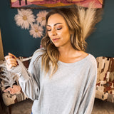 Grey Waffle Boat Neck Thermal with Thumbholes
