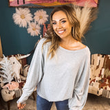 Grey Waffle Boat Neck Thermal with Thumbholes
