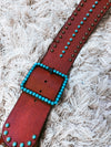 Rustic Red Belt w/ Turq Stones