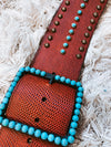 Rustic Red Belt w/ Turq Stones