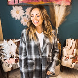 Charcoal Plaid Blazer Jacket