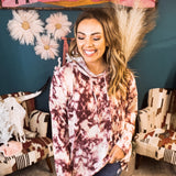 Marsala Tie Dye Hoodie with Thumbholes