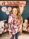 Marsala Tie Dye Hoodie with Thumbholes