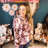 Marsala Tie Dye Hoodie with Thumbholes