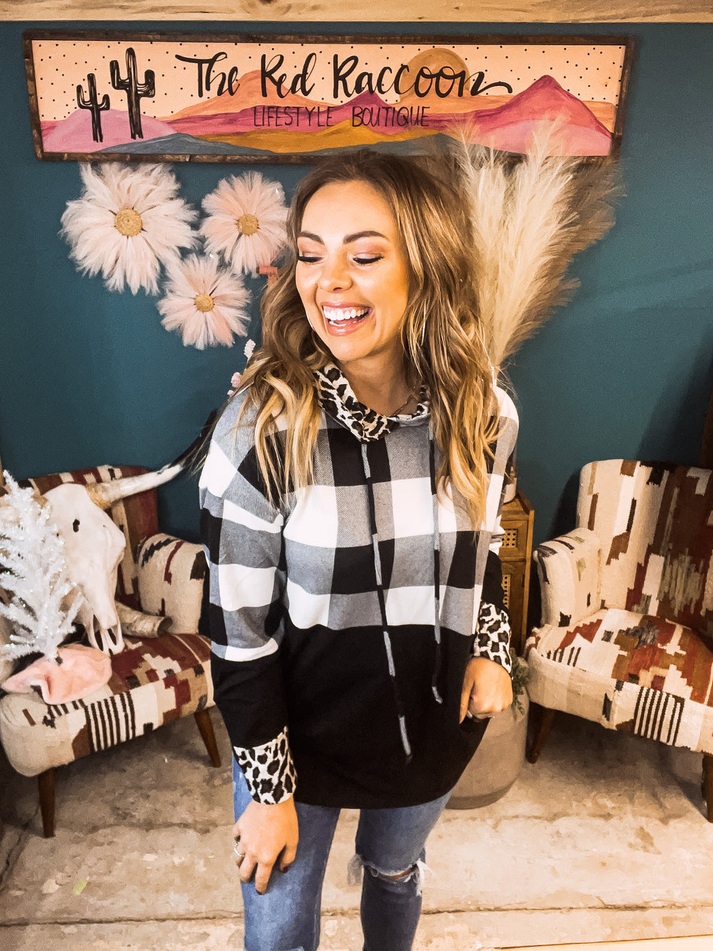 White Buffalo Plaid Hoodie