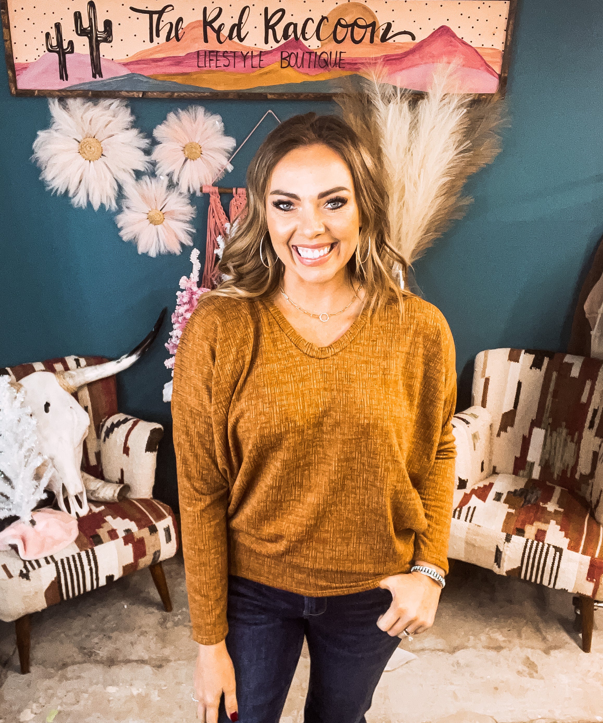 Marled Texture L/S U Neckline Dolman