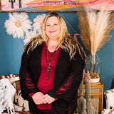 Black Distressed Popcorn Cardigan