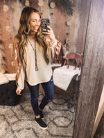 Aztec Sleeve Round Neck L/S Top