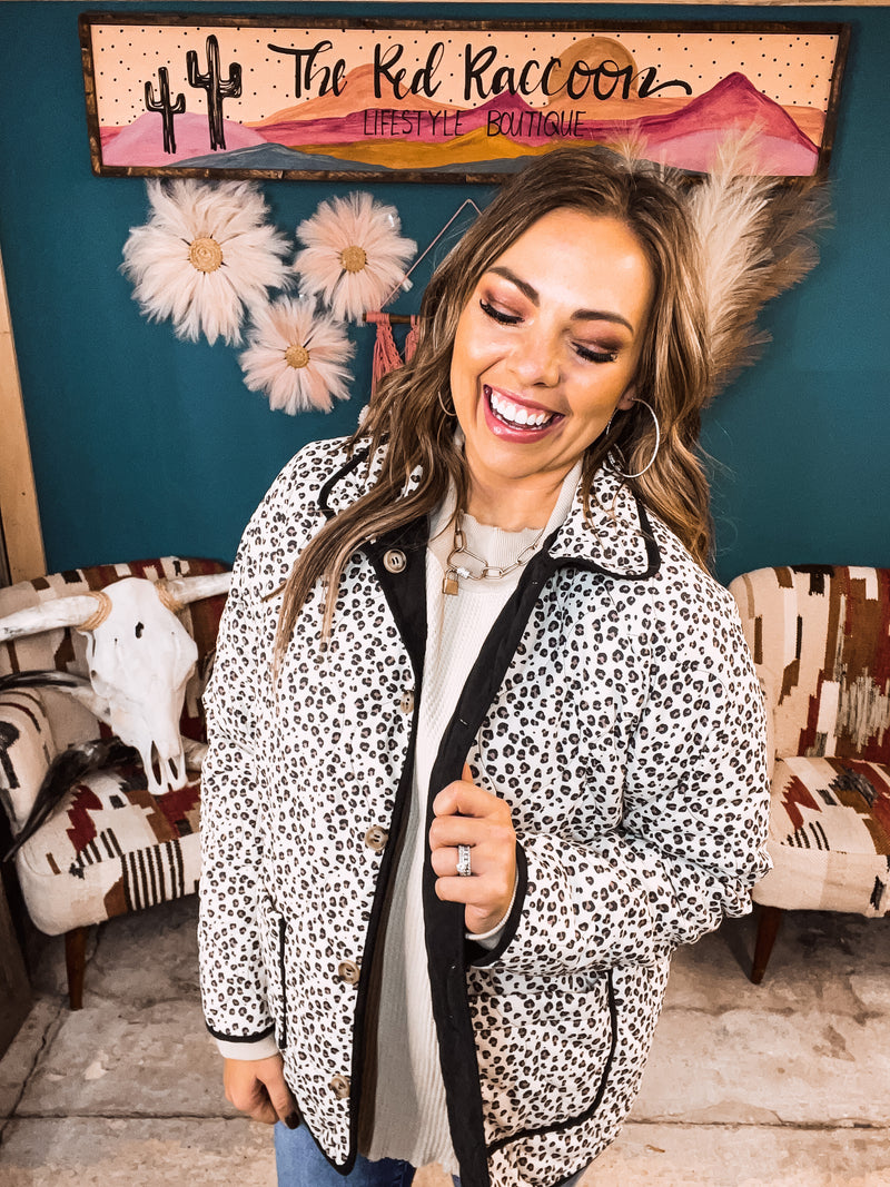 Black Quilted + Leo Reversible Jacket