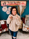 Latte Eyelet Cutout Turtleneck Chenille Sweater
